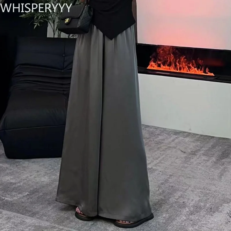

Women's Trousers Loose Fashion Casual High Waist Wide Leg Korean Summer New Pants Vintage Chic and Elegant Woman Pants Solid
