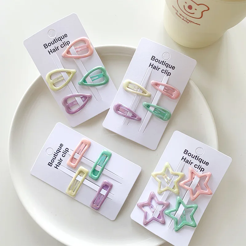 4PCS/Set Korean Girls Hairpins Cute Sweet Hair Clips Bangs clip for children Side hair Hairpin Barrettes  Hair Accessories children s invisible broken hair hairpin adult tiara tools curve needle bangs fixed u shape insert hair styling comb accessories