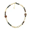 Factory Store Trendy Regenerate Turquoise with Bronze 6-8mm Beads Necklace with Quadrangle Pendant for Woman Man Daily Wearing 6