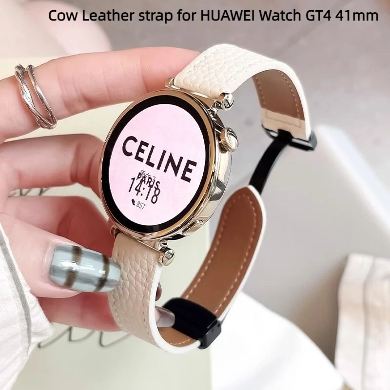 

Ремешок из коровьей кожи для Huawei Watch GT4 41 мм, магнитный браслет для мужских и женских смарт-часов HUAWEI GT4 18 мм