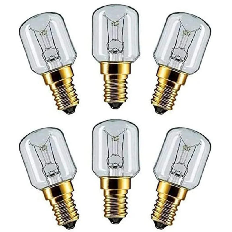 6 Pack T25 Bulb 15W/25W E12/E14/E/B15D 120V/230V Warm White Small Edison Incandescent Dimmable Appliance Replacement For Oven