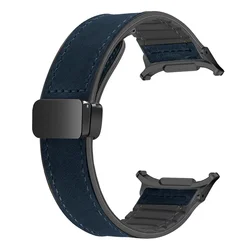 Premium Leather Silicone Magnetic Band Bracelet - Ultra 47mm (Blue - B)