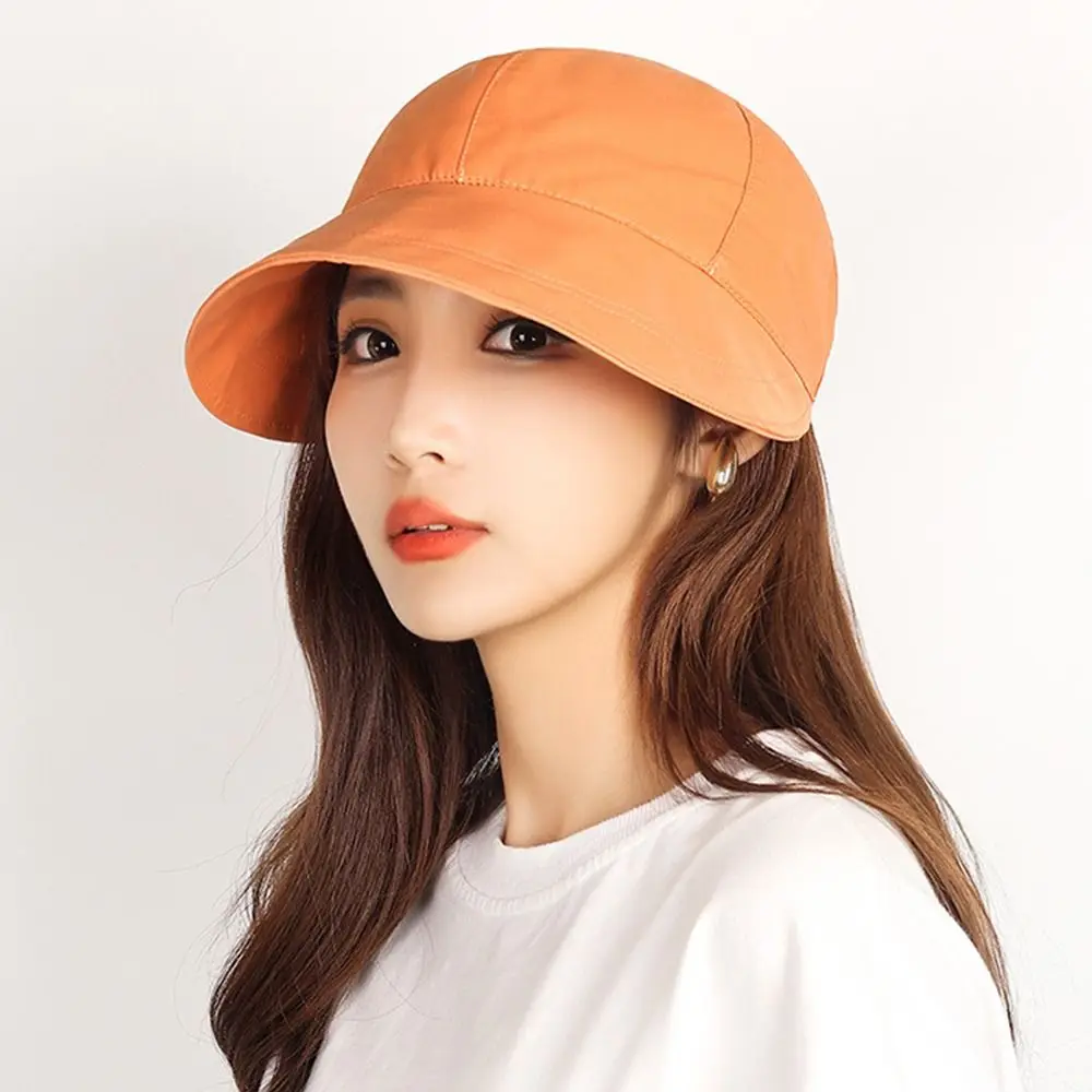 여름용 넓은 챙 햇빛 가리개 모자 포니테일 접이식 버킷햇 조절 가능한 끈 속건성 바이저 남녀공용
