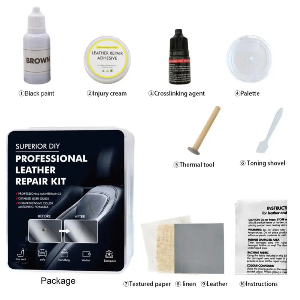 Color Leather Repair Tool Kit Repair Leather Burns Scratches Abrasion Aging And Cracks Cream leather repair gel leather repair kit
