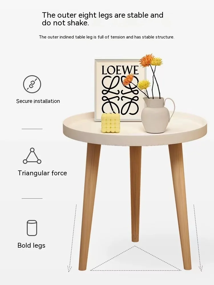 Round End Table Mental Side Table Nightstand/Small Wood Tables Accent Coffee for Living Room Bedroom Office Small Space