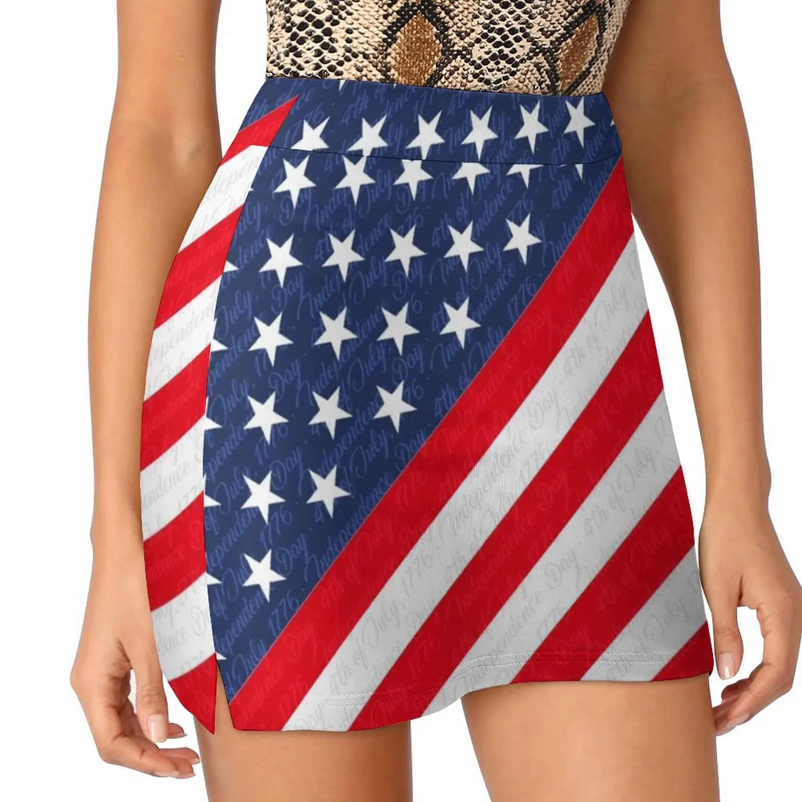 

Star Flag Print Skirt USA 4th of July Independence Day Retro Mini Skirts Summer High-waist Aesthetic Casual Skirt Big Size 4XL