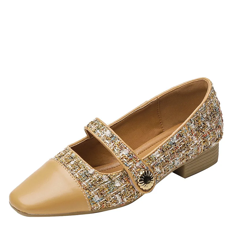 Womens Shoes New Flat Shoes Spliced Round Toe Shallow Mouth Horseshoe Heel Leather Casual Shoes Fashion White Sneakers Women