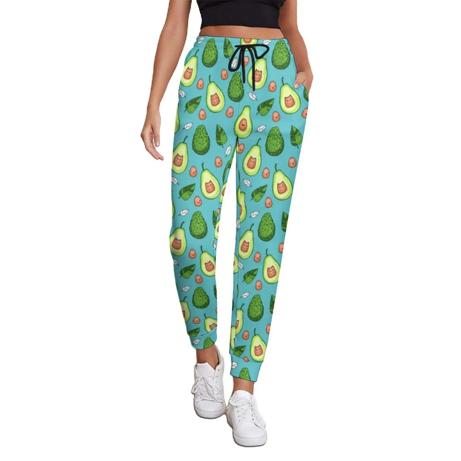 

Funny Fruit Print Pants Women Green Avocado Harajuku Joggers Spring Modern Graphic Trousers Big Size 2XL