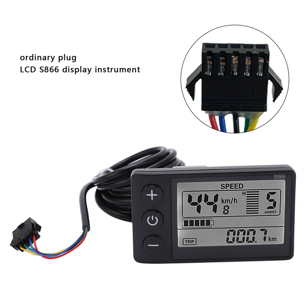 BAAU S866 Electric Bike Display LCD Meter 24V 36V 48V Electric Scooter Control Panel with SM Plug Bike LCD Display