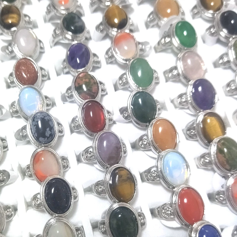 New Style Oval Natural Stone Rings 50pcs/lot For Women Fashion Rings 4