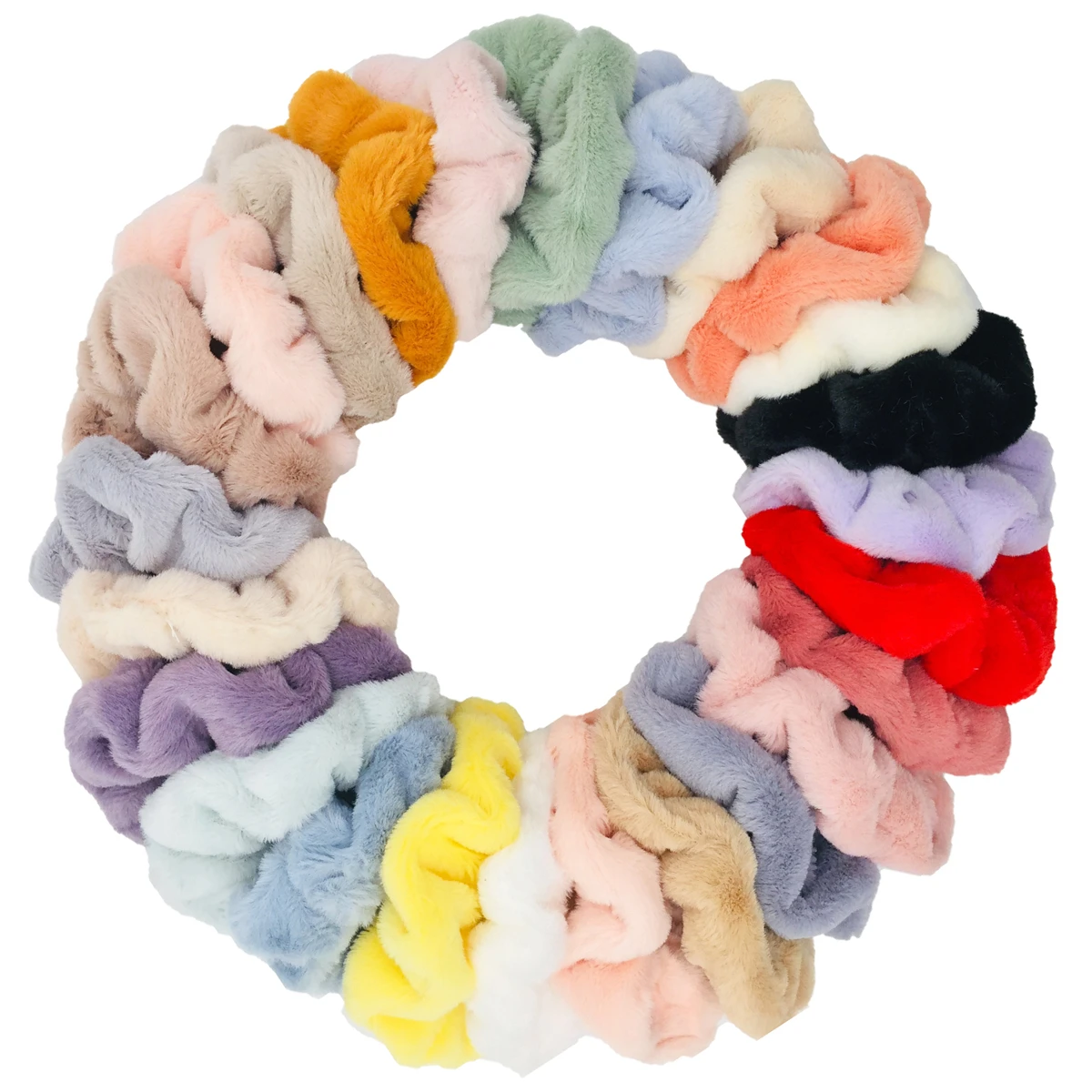 6/1pc Haarband Pelzigen Gummiband Frauen Mädchen Pferdeschwanz Halter Gummi Krawatten Zubehör Plüsch Faux Pelz Weiche Chiffon stirnband – Detail 1