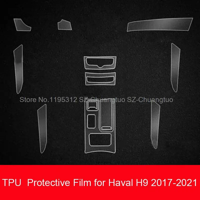

Прозрачная защитная пленка из ТПУ для Haval H9 2017-2021, Автомобильная наклейка для интерьера, центральное управление, дверь, воздушное окно, подъемная панель