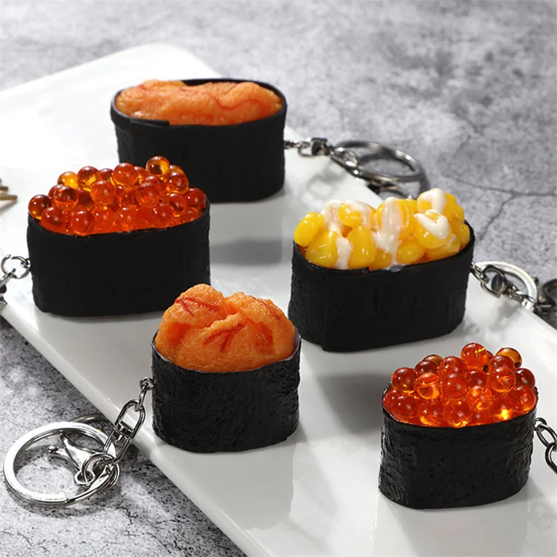 Portachiavi sushi giapponese simulato Creativo mais riccio di mare