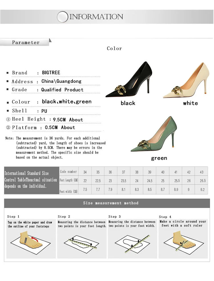 Women 7.5cm 9.5cm High Heels Escarpins Pumps Lady Metal Chain Low Heels Fetish Nightclub Slim Fit Party Green Office Prom Shoes