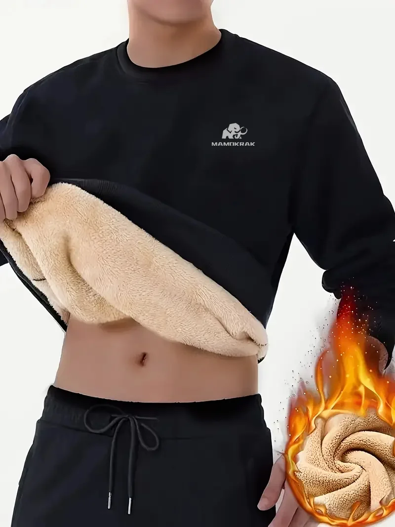 Mamokrak Herren-Fleece-Kapuzenpullover, lässig, Zuhause, sozial, warm, locker, große Größe, Trend, einfarbig, sportlich, bequem