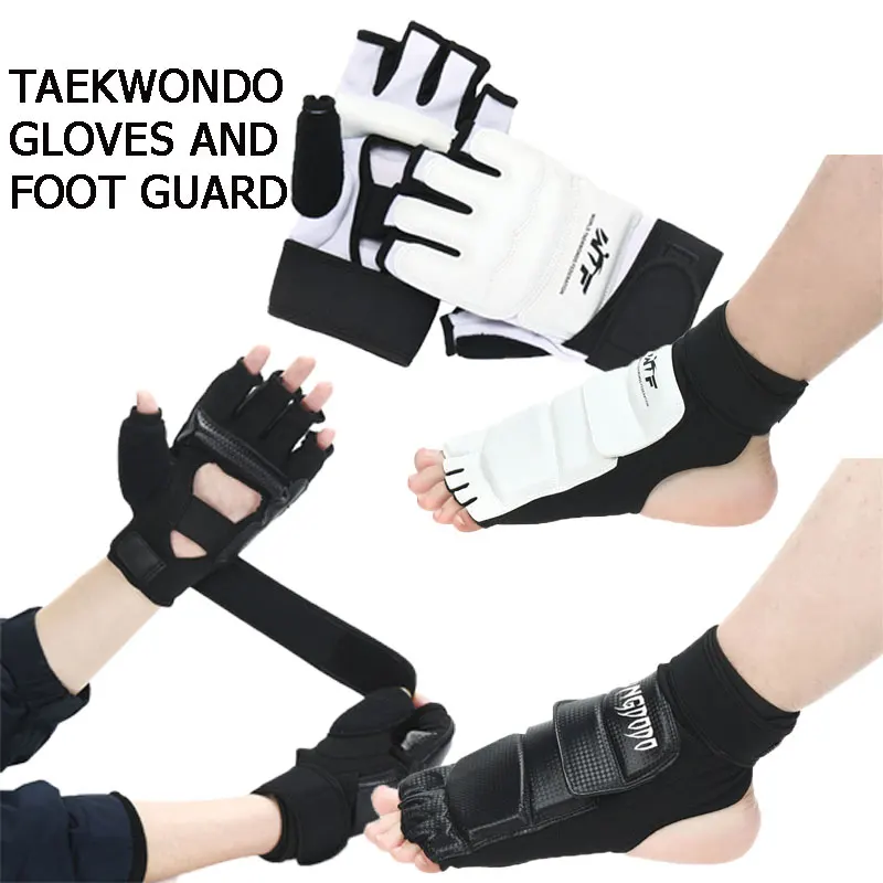 Half Finger taekwondo Gloves PU Leather Karate Muay Thai Training Taekwondo Gloves Foot Protector Workout