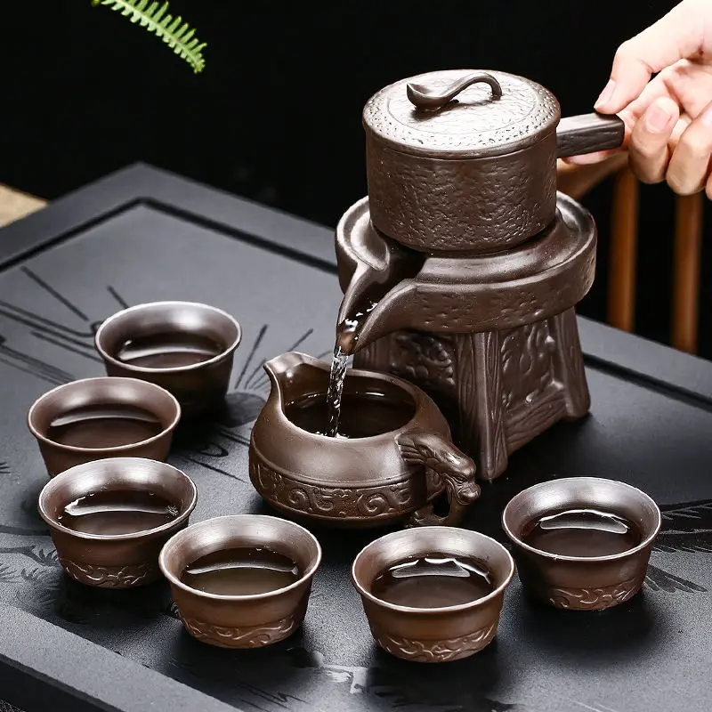 Tea Set Ceramic Lazy Man Style Automatic Rotating Insulation Tea Set
