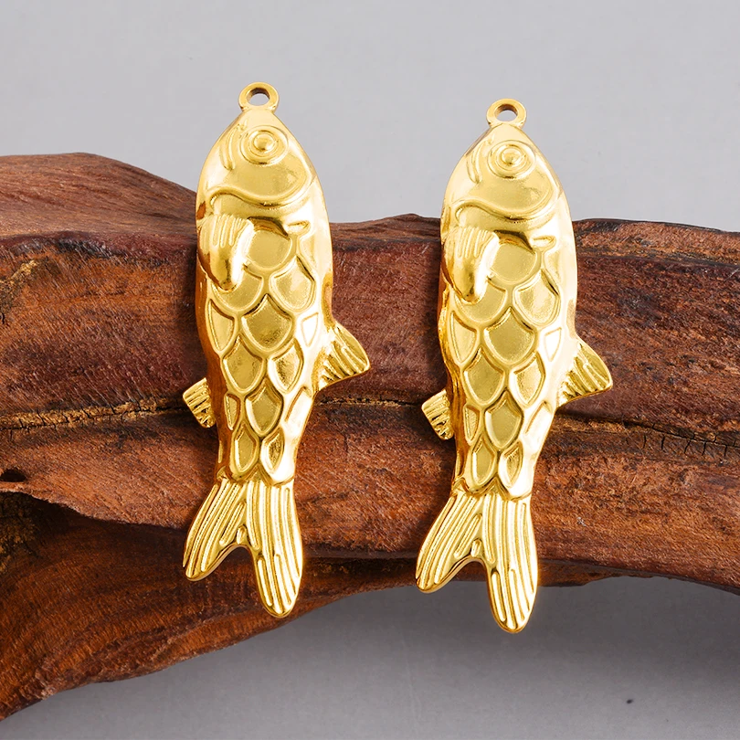 6 Stück echt vergoldete Emaille-Fisch-Anhänger für Schmuckherstellung, Fischgräten-Anhänger aus Edelstahl, DIY-Material für handgemachte Schmuckstücke – Detail 5