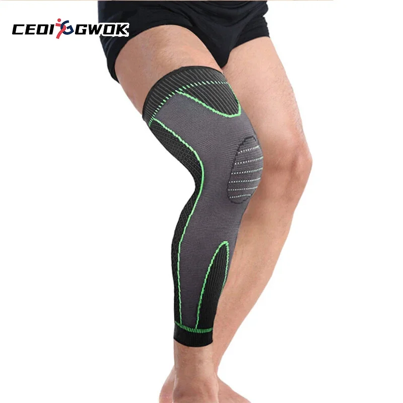 

CEOI GWOK Knee Compression Support Knee Brace Long Full Leg Support Protector Arthritis Fitness Running Cycling Knit Knee Sleeve