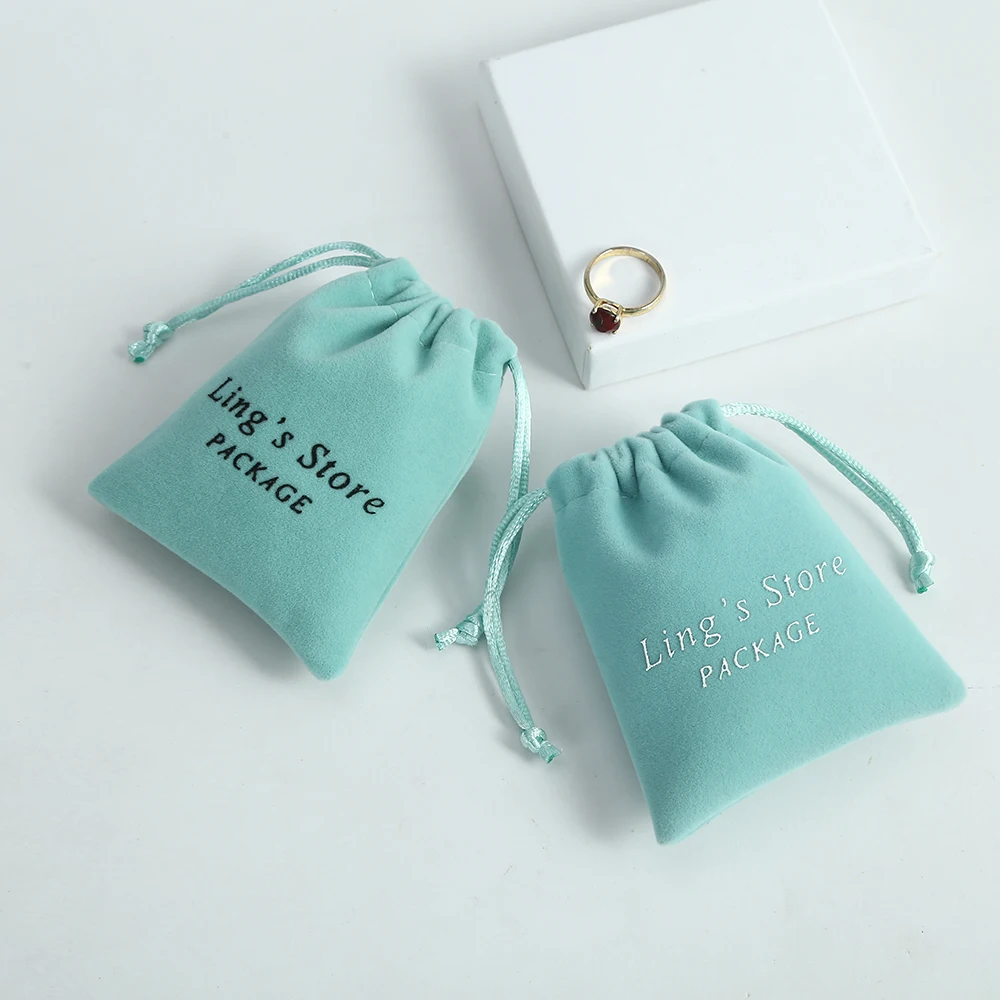 50Pcs/Lot Green Thick Velvet Jewelry Pouch for Wedding Party Custom Logo Storange Organzer Christmas Party Gift Bag for Rings birthday christmas gift bags organza pouch for display bag velvet bag 5x7 7x9 9x12 10x15 jewelry bag can customized logo