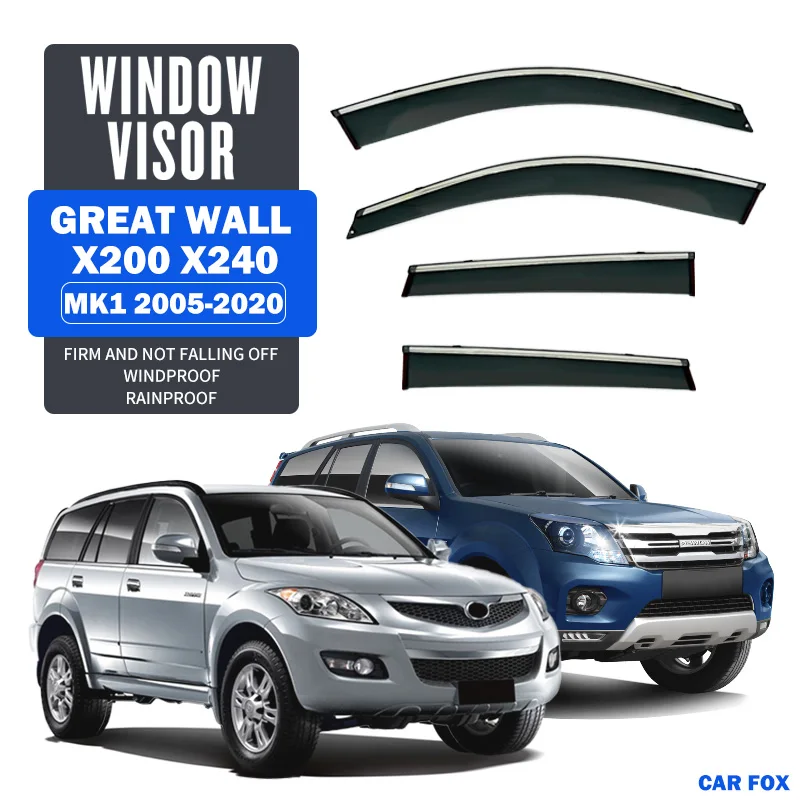 

For Great Wall X200 X240 MK1 2005-2020 Plastic Window Visor Vent Shades Sun Rain Deflector Guard For Great Wall X200 X240