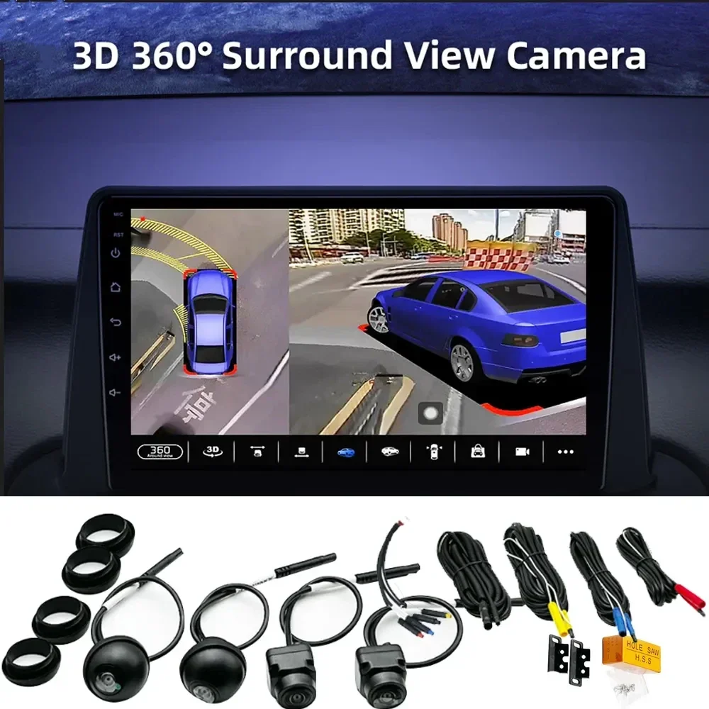 360&deg; Panoramic Camera 720P HD Rear/Front/Left/Right Calibration 360 Panoramic Cloth for 360 Bird View System Car Radio