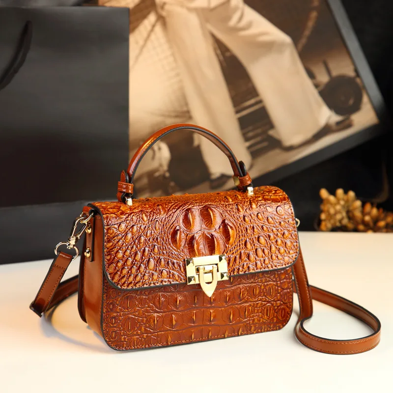 

2023 Small Bag Advanced Sense Fashion Square Bag Leather Women's Bag Single Shoulder Messenger Handbag Crocodile Pattern Bags