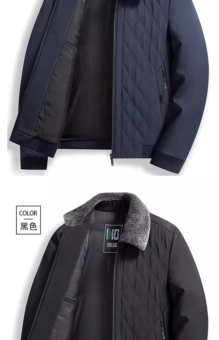 Pelzkragen Baumwolle gefütterte Jacken Herren 2025, Herbst Winter, Business-Casual, dicke Mäntel, Streetwear, winddicht, warm, Parkas, Kleidung – Detail 8