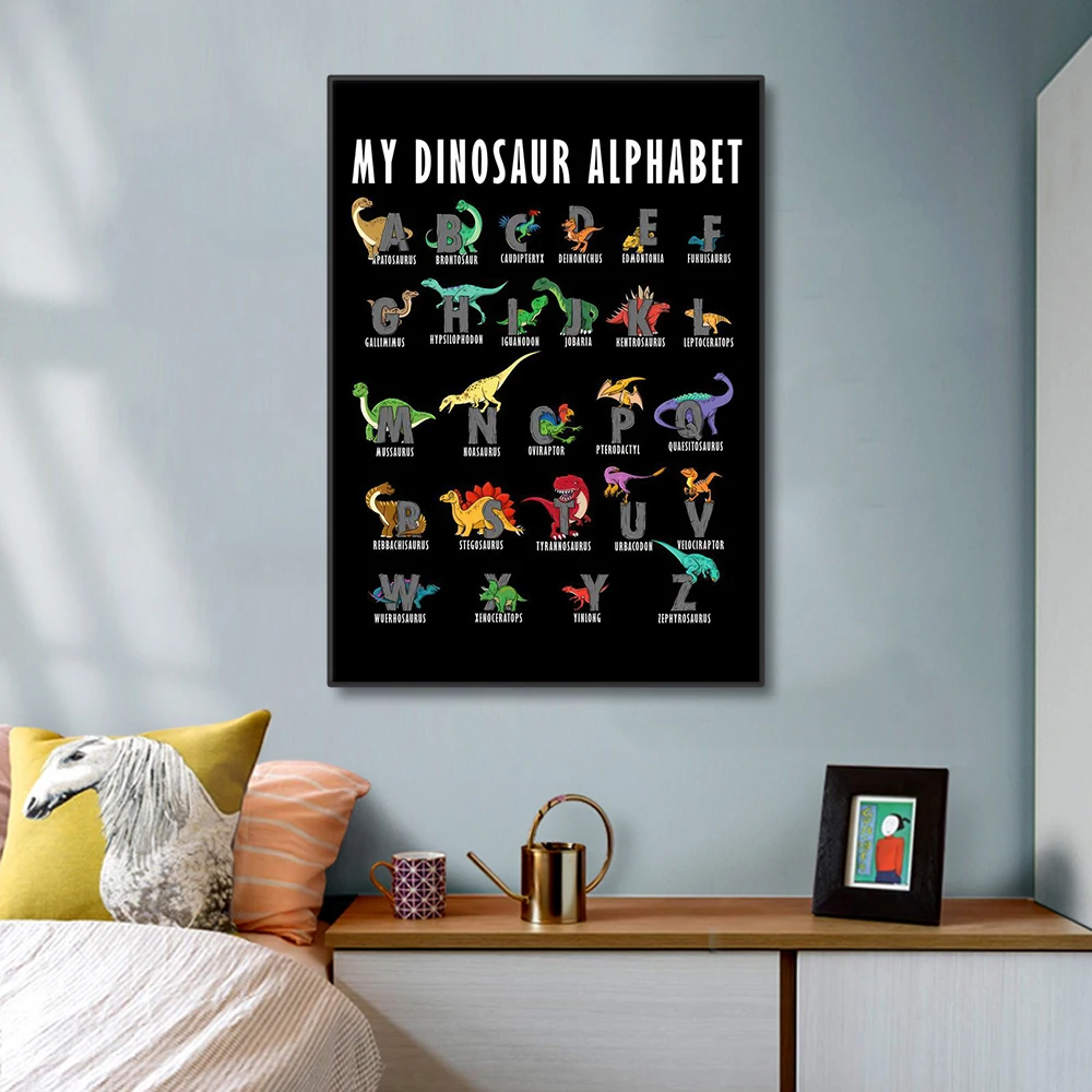 DinosaurAlphabetCanvasWallArtforEarlyChildhoodEducationand