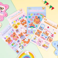 Autocollant ours de dessin animé, 1 pièce, mignon Kawaii, sans couture, pour ordinateur, compte à main, décor, matériel de Collage, papeterie, DIY bricolage