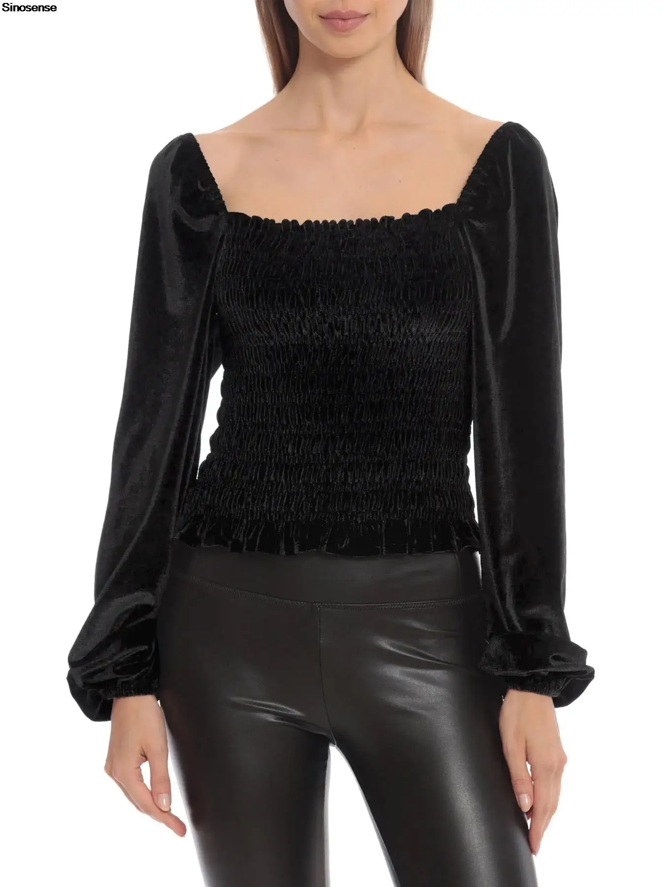 

Women's Spring Autumn Velvet Blouse Long Sleeve Square Neck Dressy Casual Tunic Tops Elegant Business Work Office Shirts Tops