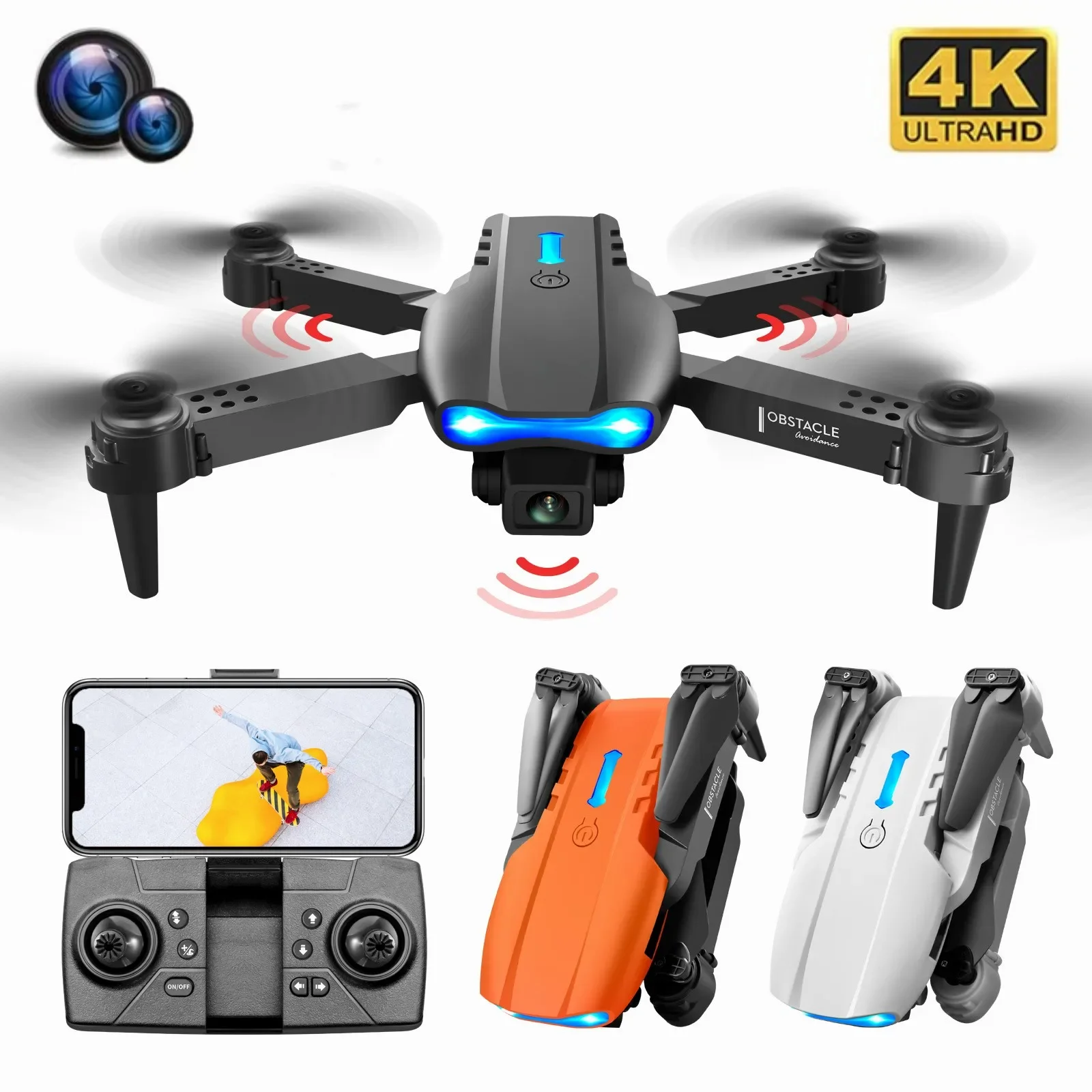 

E99 Pro Mini Drone 4K HD Camera WIFI FPV Dron Three-sided Obstacle Avoidance Fixed Height Professional Foldable RC Quadcopter