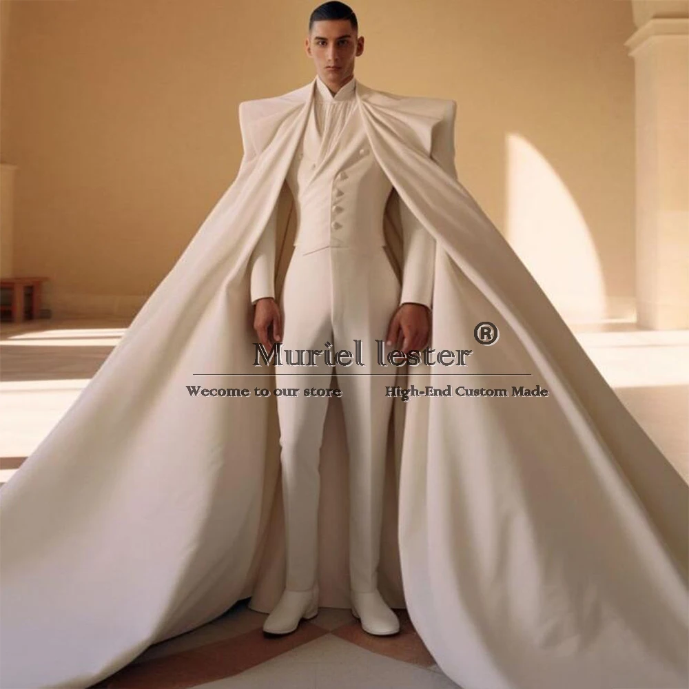 Elegant Groom Wedding Tuxedo Unique Design Jacket Vest Pants 3 Pieces Set Slim Fit Suits Men Formal Party Banquet Prom Blazer 3