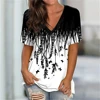Plant Flowers 3D Print Pattern Women Streetwear T-Shirts Short Sleeve Loose Casual Summer Tops V-Neck Ladies Tees Oversized 1