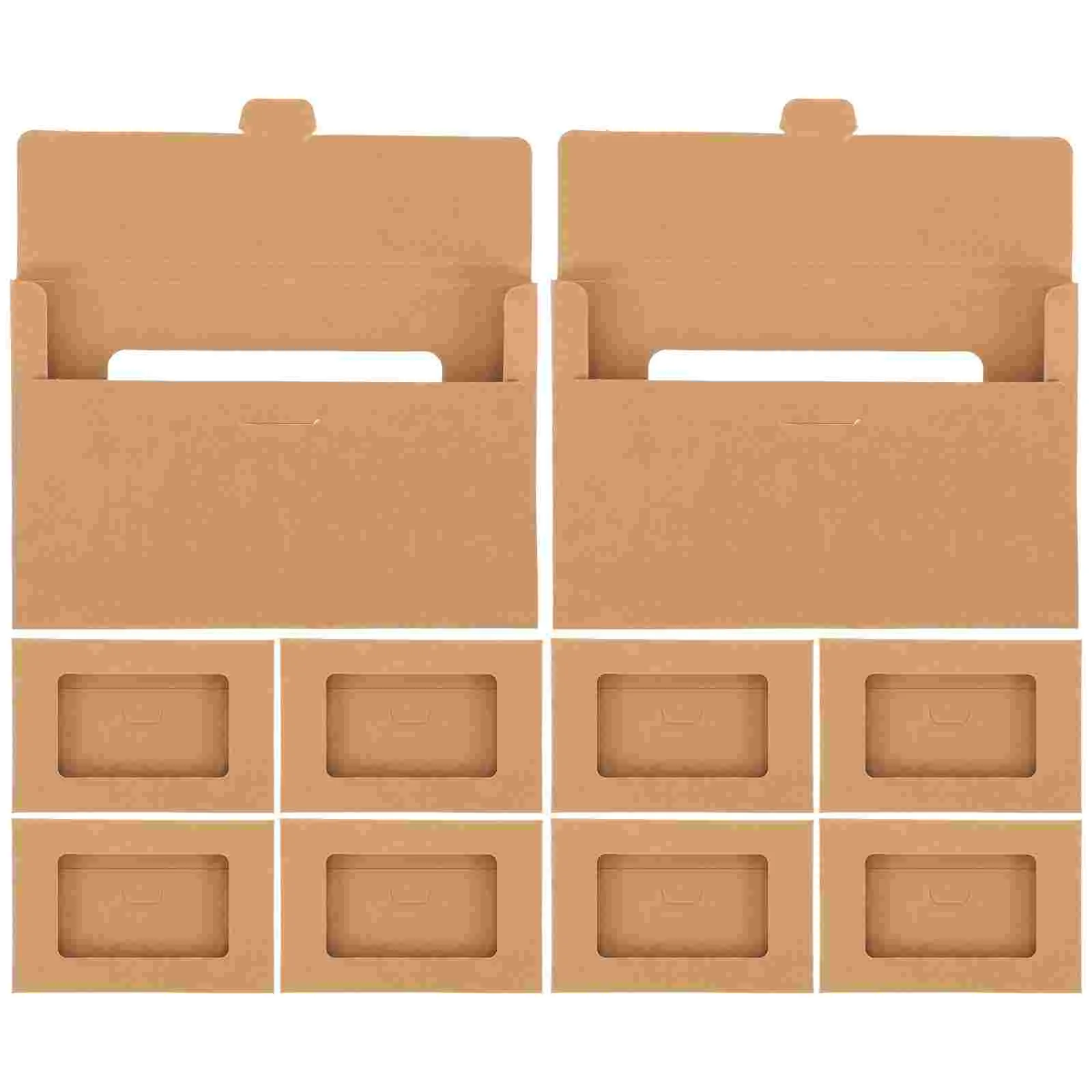 

10pcs Envelop Storage Boxes Kraft Paper Postcard Boxes Open Window Postcard Boxes