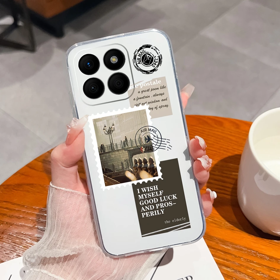 Clear TPU Silicone Soft Protective Case with Pretty Butterfly Bear Design for 6.75-Inch Smartphones