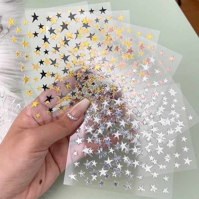 Nail Art Stickers Laser Silver  Silver Star Stickers Manicure -  Silver/gold Star - Aliexpress