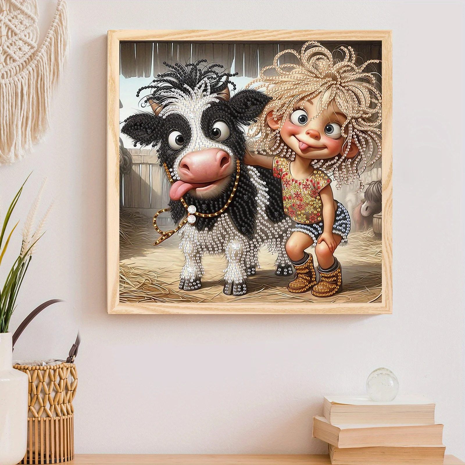 DIY Girl and Cow 5D Special Shape Diamond Art Kits for Beginners Home Wall Decoration Gift