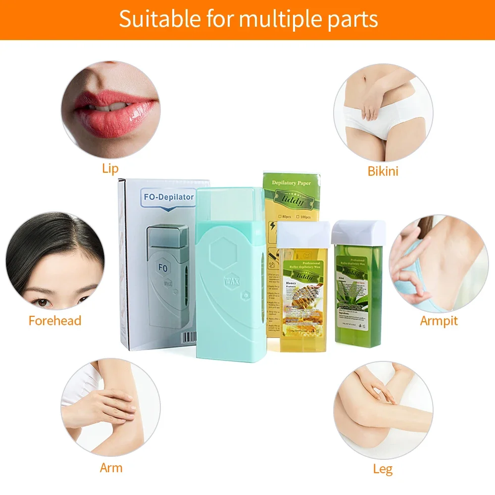4 in 1 Hair Removal Wax Machine 40W Roll On Wax Heater Suit For Lips Forehead Body Hair Cleaner Wax Heater Device Honey Aloe Wax