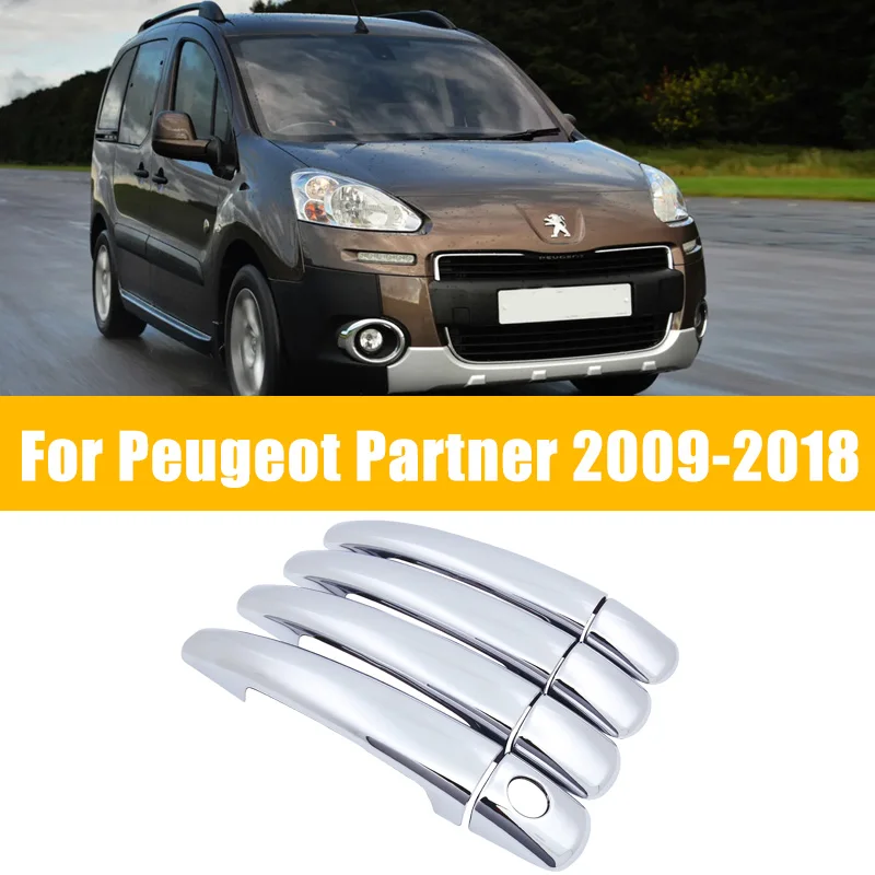 

Хромированная накладка на дверную ручку из углеродного волокна для Peugeot Partner 2009 ~ 2018 2010 2011, автомобильные накладки на дверные ручки с защитой от царапин, отделка, автомобильные аксессуары