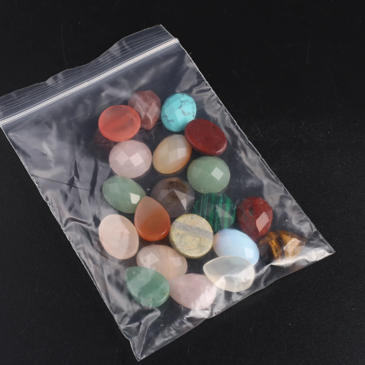 20PCS Cabochon Faceted Natural Crystal Agate Circular Oval Droplet Shaped Beads Jewelry Making DIY Necklace Earrings Accessories
