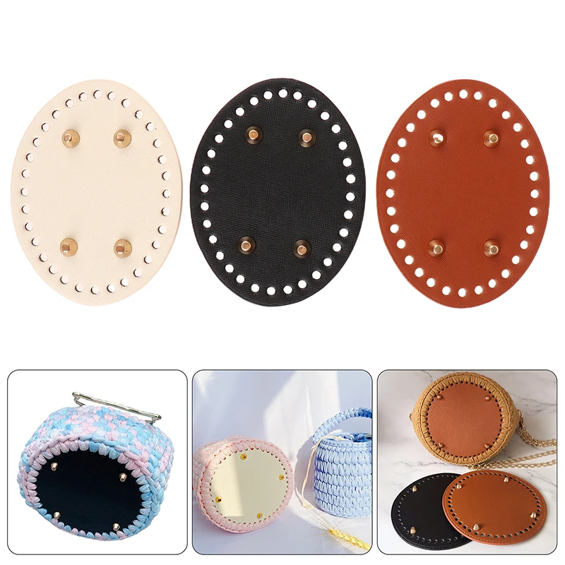 

1PC 12*9CM PU Leather Bag Bottoms With Holes Bag Base DIY Handmade Oval Bag Bottoms Crochet Bag Bottom Bag Accessories