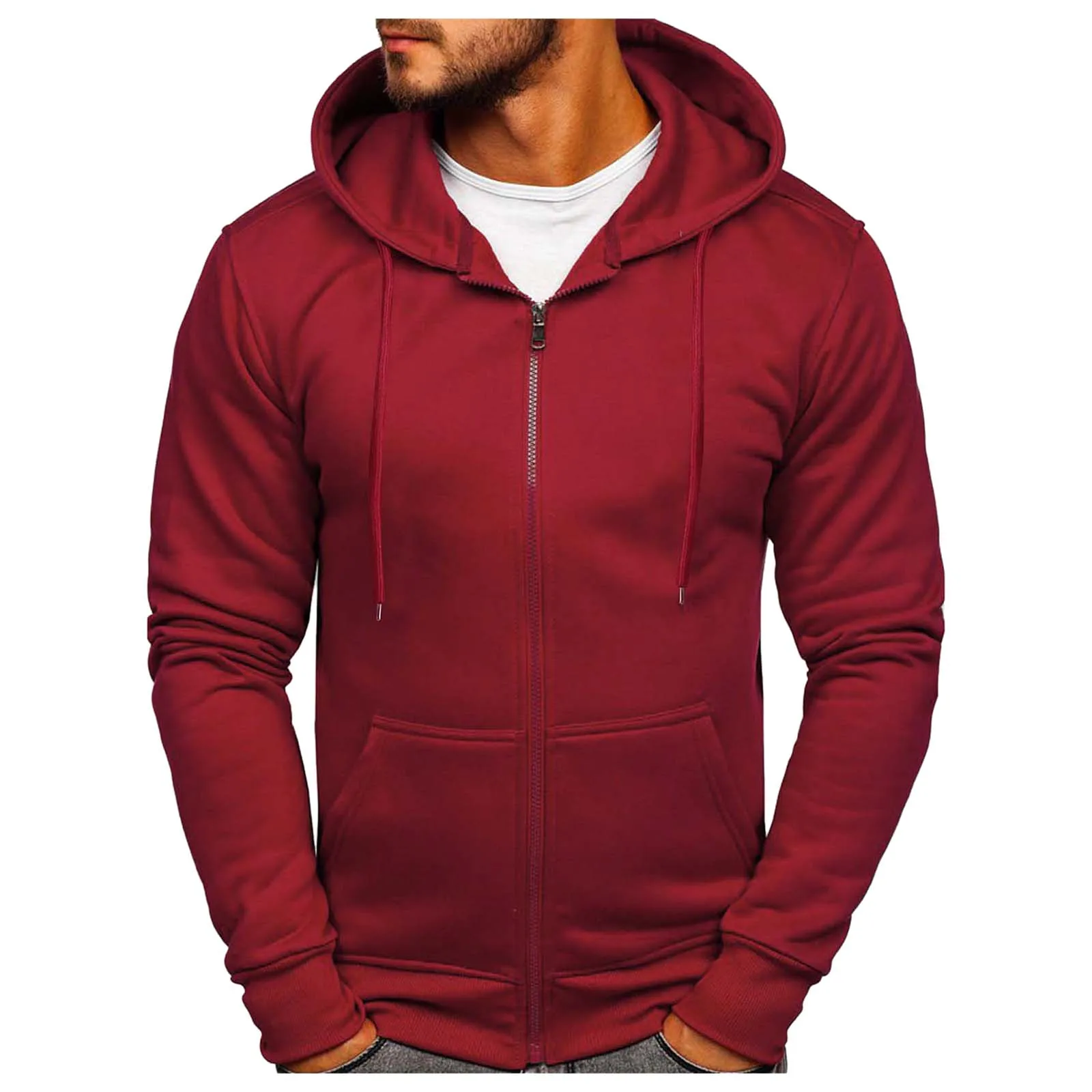 

Men Zip Up Solid Color Hoodie Autumn Winter Cardigan Hooded Sweatshirts Fitness Gym Bodybuilding Sports Outwork Man Tracksuits