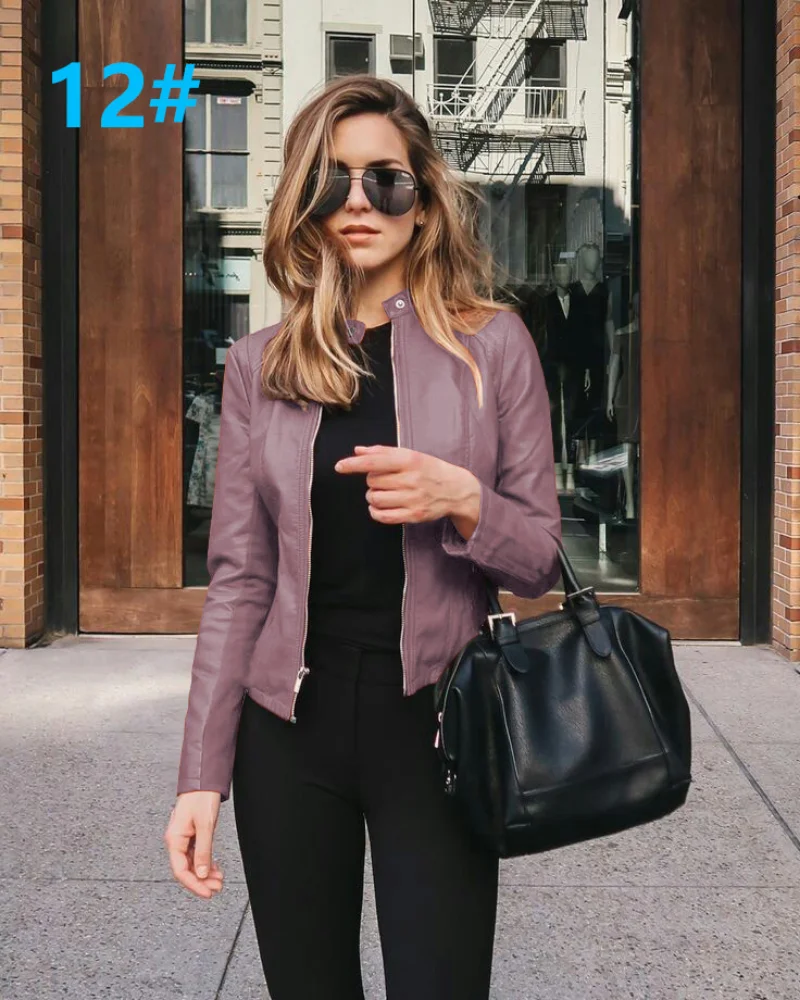 Women Bike  Coat  PU Leather Outwear Zipper Outfit Spring Autumn WomeFashion Short  Thin Female Jacket  2023 Jackets for Women