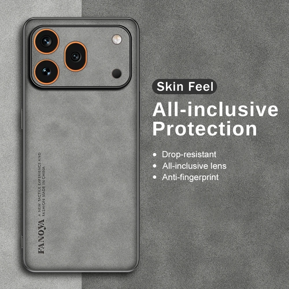 Luxury Sheepskin Leather Back Cover with Soft Silicone Edge – Shockproof Coque