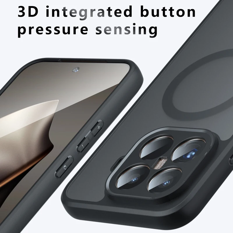 Shockproof Magnetic Matte Translucent Phone Case with Anti-Fingerprint Technology