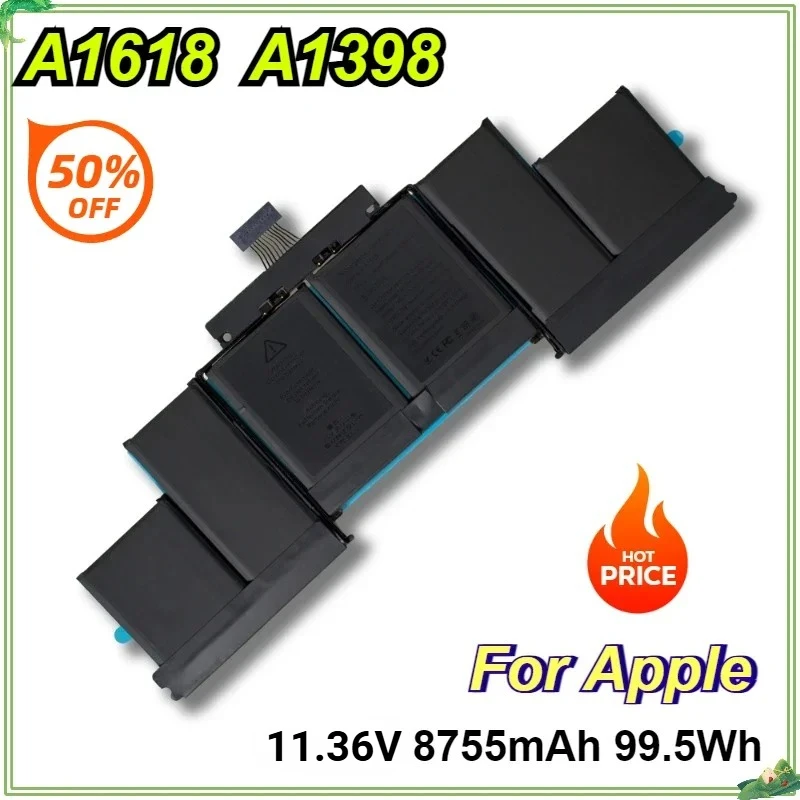 New A1618 Laptop Battery for Apple MacBook Pro 15" Retina A1398 A1618 2015 Year 11.36V 8755mAh 99.5Wh