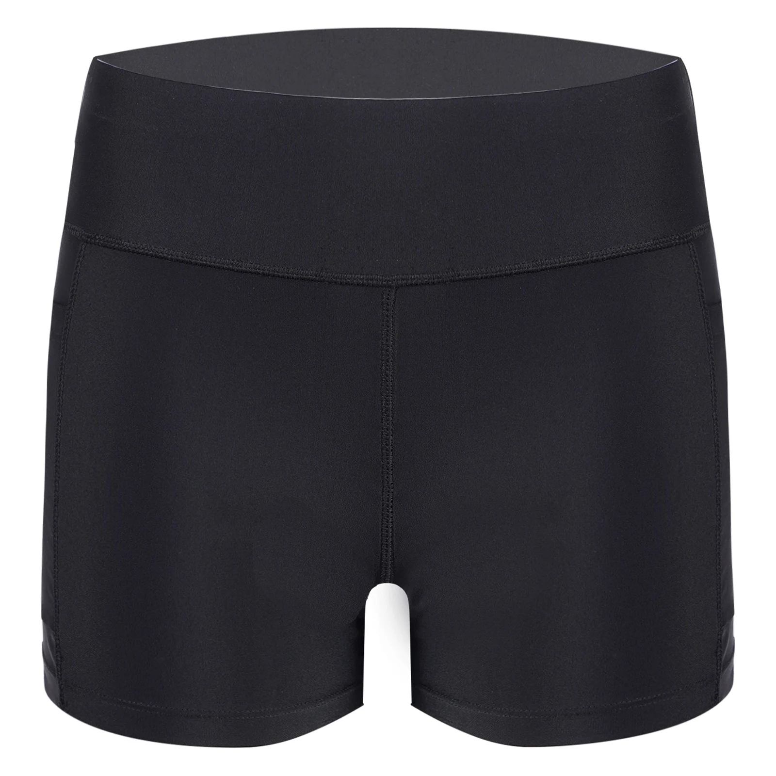 Women High Waist Shorts Quick-Drying Breathable Solid Color Elastic Waistband Shorts With Pockets for Gymnastics Tennis Sports