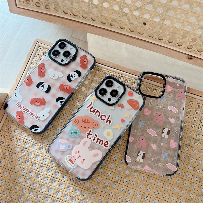 

Girly Heart Happy Puppies Impact Phone Case For iPhone15Pro 14 13 12 11 XR 78PLUS 6s SE3 Xsmax SE2 Soft Cover Shell Protection