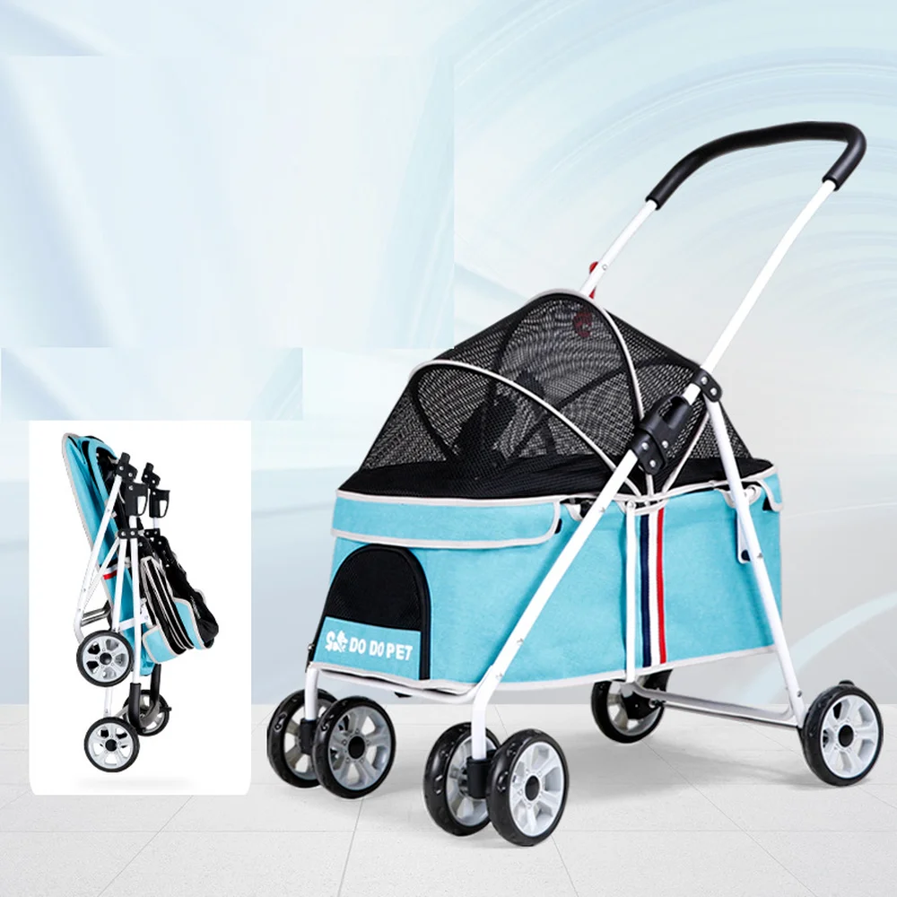 

4 Wheel Dog Stroller Rear Wheel with Brake Easy To Assemble Load Bearing 20KG Dog Carrier